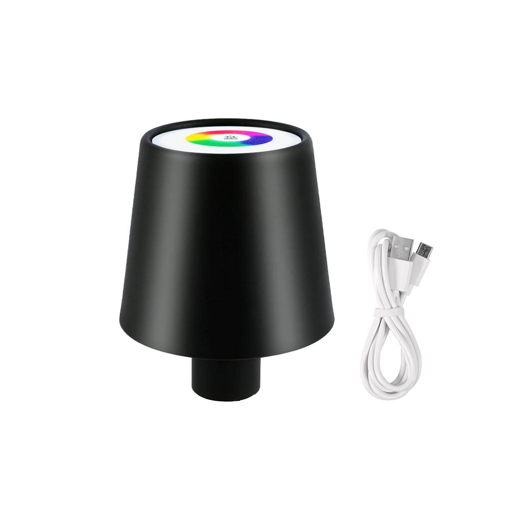 

Портативная настольная лампа с регулируемой яркостью для бутылок вина, беспроводная сенсорная настольная лампа, 4000 мАч, перезаряжаемая светодиодная настольная лампа RGB, атмосферное ночное освещение для бара чёрный