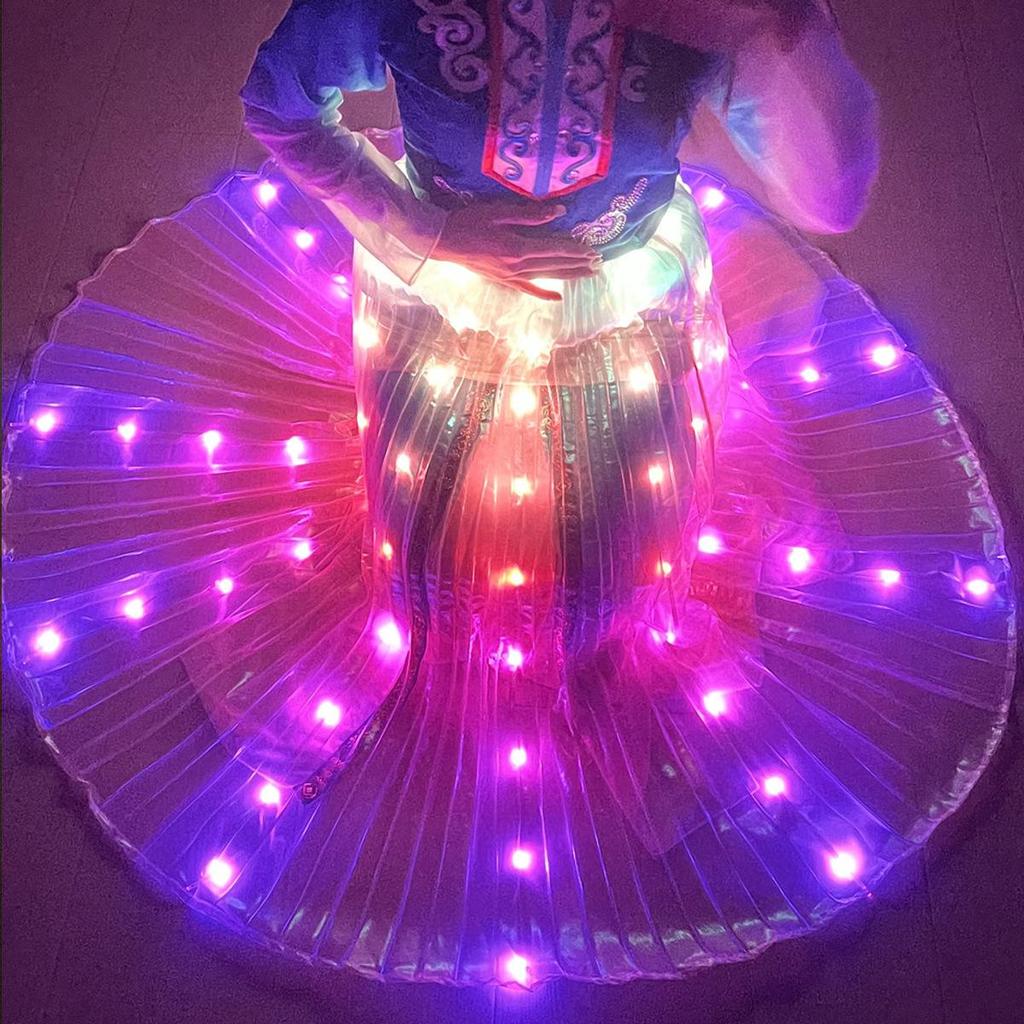 Wiederaufladbarer LED-Faltenrock für Tanzaufführungen (Weiß/Mehrfarbig)