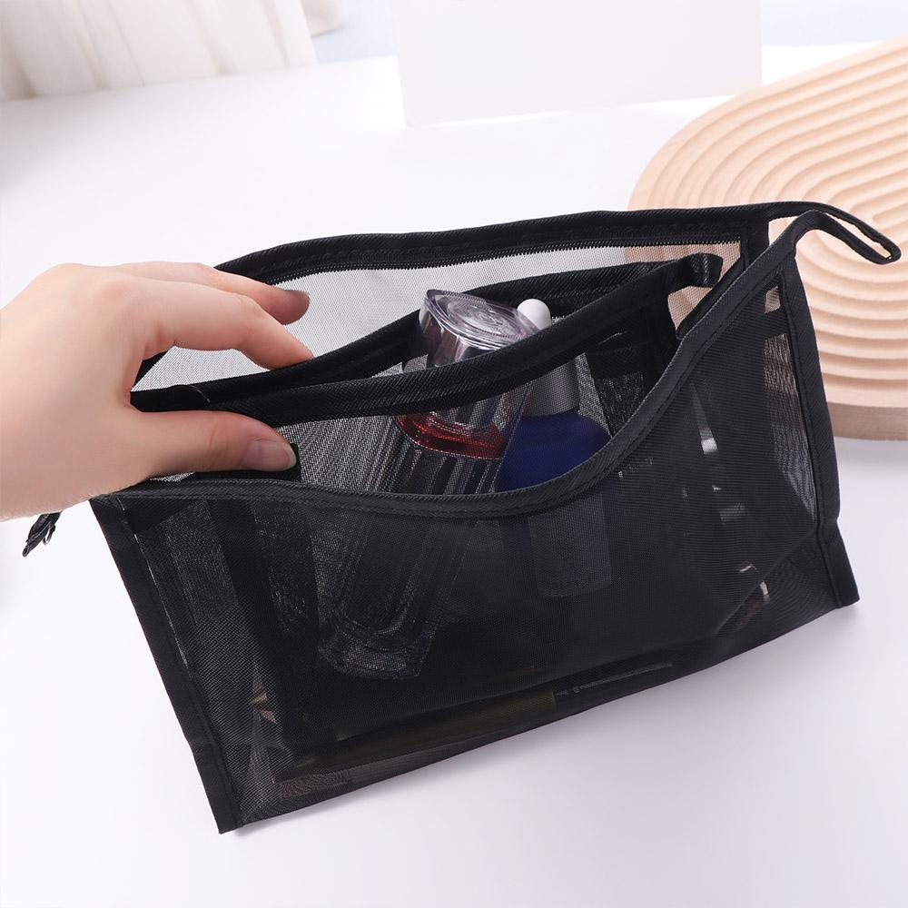 Large Capacity Mesh Makeup Bag Zipper Storage Toiletry Bag Transparent Cosmetic Bag  Wash