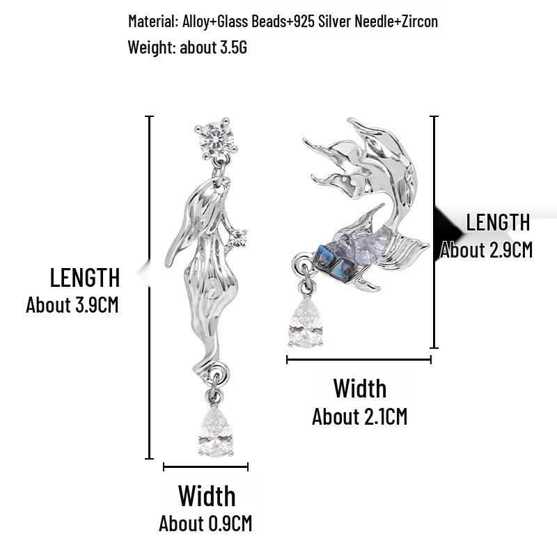 Cool-Toned Blue Gradient Goldfish Earrings - Korean Style, High-End, Fresh, Unique Fashion