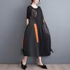 New Summer Style Patchwork Long Dress Loose Black Plus Size Women Short Sleeve Dresses