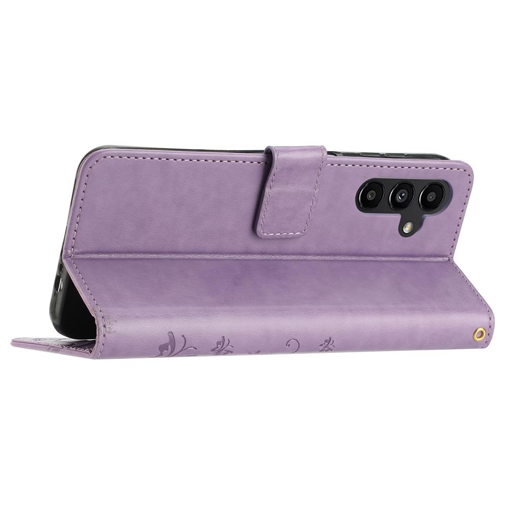 For Samsung Galaxy S23 FE Imprinted Butterflies Mobile Phone Case PU Leather Wallet Cover Stand with Strap