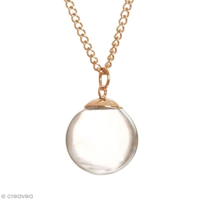 Pendentif - Or rose - Mini boule - Verre - 1,8 cm - Bijoux personnalisables