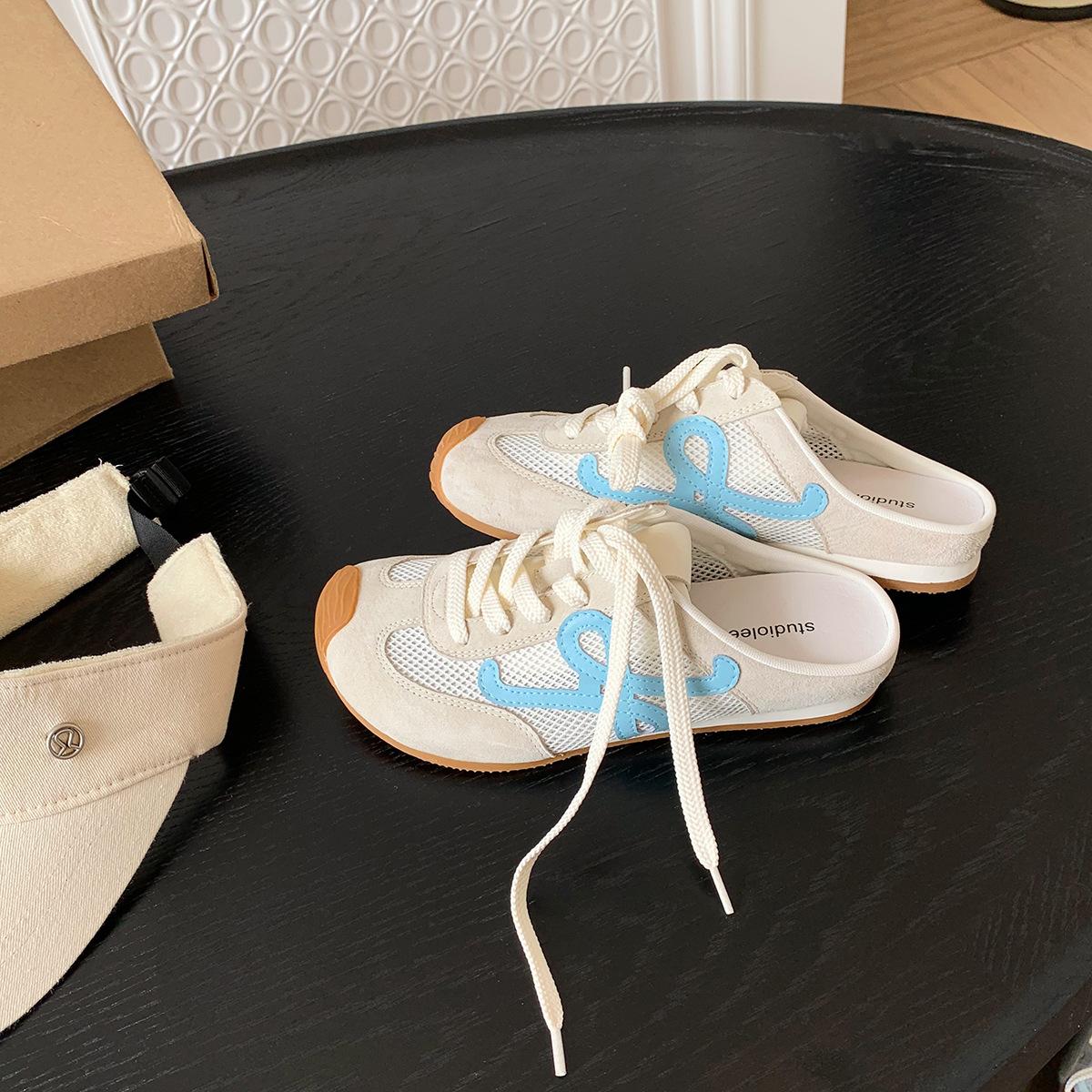 

Grape mother Huizhou women s shoes bag head half slippers leather heightening slippers women s wear breathable sports moral training shoes 35