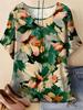 Women's T-Shirt Floral Graphic Tee Oil Painting Style Fashion Casual Short Sleeved O-Neck Tops Prints Summer Y2k Woman Clothes