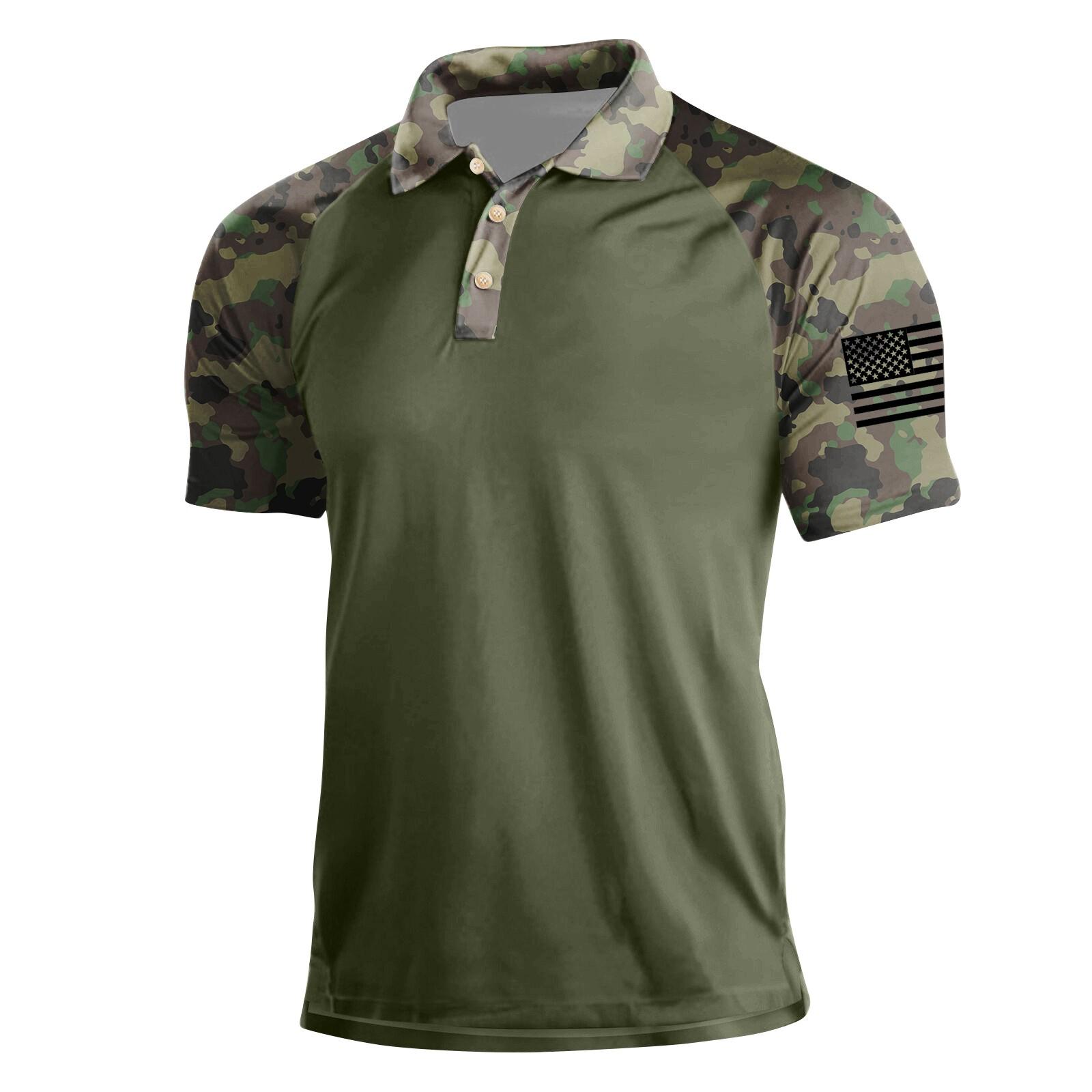 

Мужская летняя рубашка с коротким рукавом и лацканами, мужская повседневная модная рубашка L армия зеленый