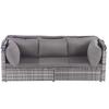 Rattan Sun Island Seating Set, Sofa with Canopy, Footrest, Armchairs, and Table, Outdoor Garden Furniture, Lounge Furniture for Balconies and Gardens,