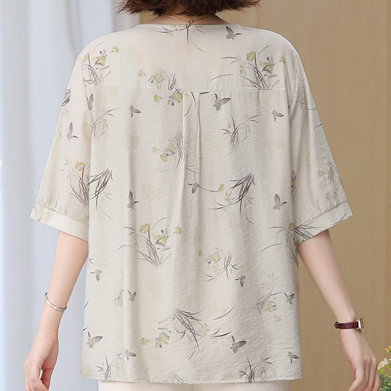 Plus Size 4XL-8XL Summer Casual Blouses Women Tops Loose Vintage Clothes Oversize Half Sleeve Shirt