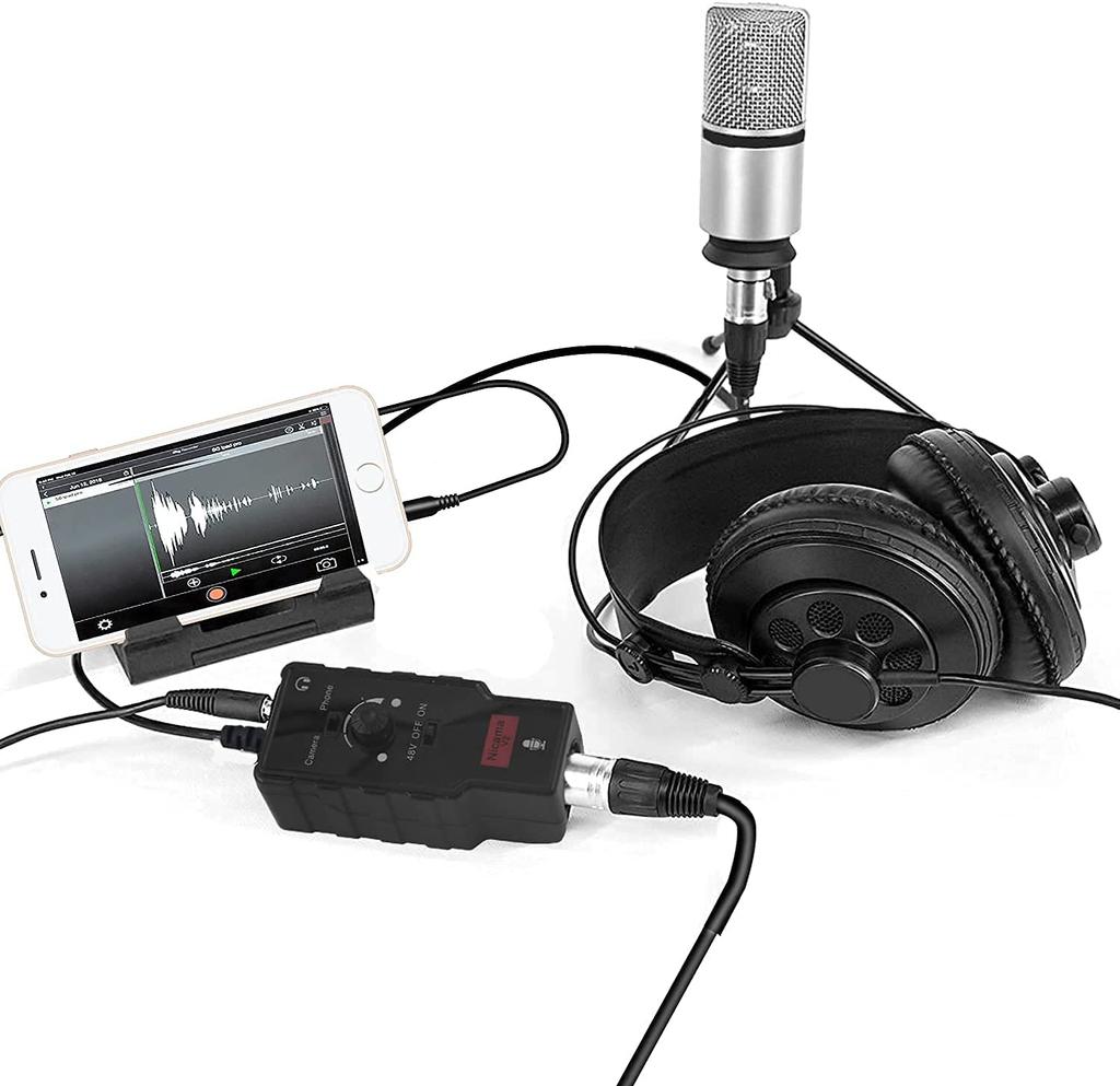 Nicama V2 Microphone Preamplifier for DSLR XLR Female To Adapter with Phantom for Shotgun or Condenser Microphones iPhone, Cameras, 3.5mm TRS/TRRS
