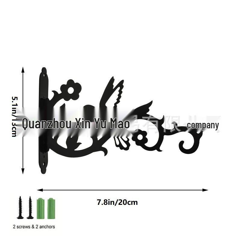 Wrought Iron Wall-Mounted Flower and Wind Chime Hanger