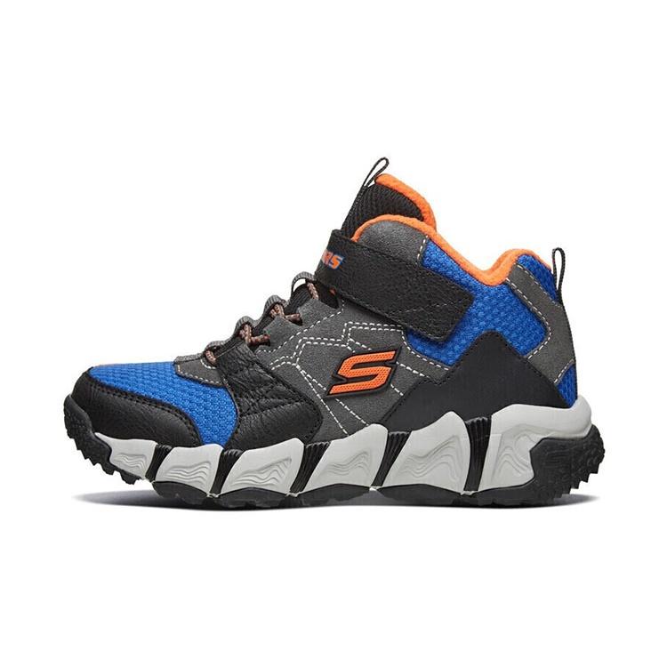 (GS) Skechers Dlites Velocitrek Shoes Grey Black Blue Kids 660074L-BKCC EU 27.5