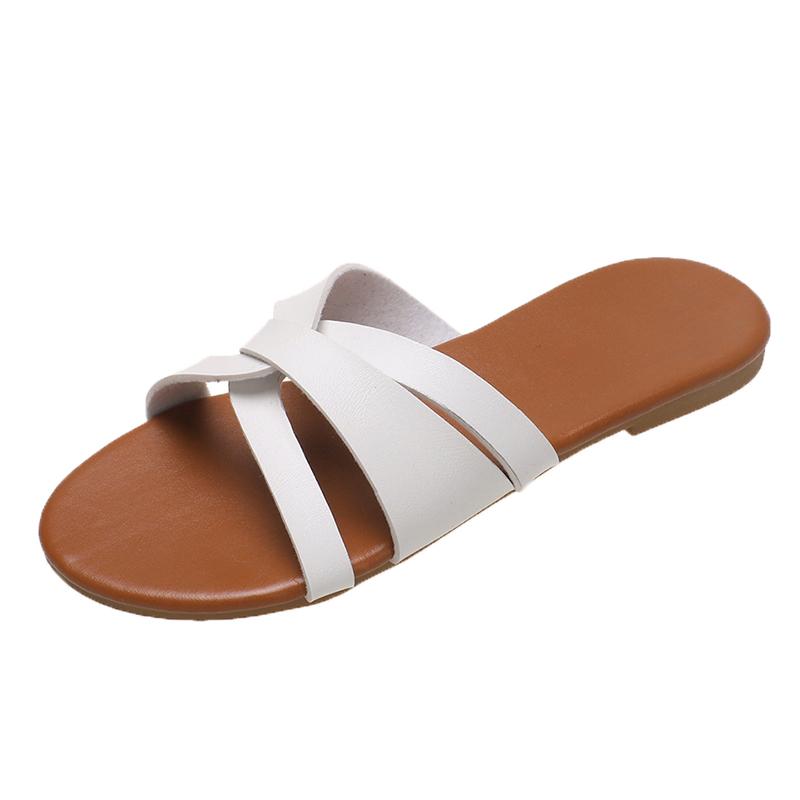

2024 Новые летние женские тапочки, римские модные дизайнерские сандалии на плоской подошве из латекса, женские дышащие пляжные шлепанцы 43 белый