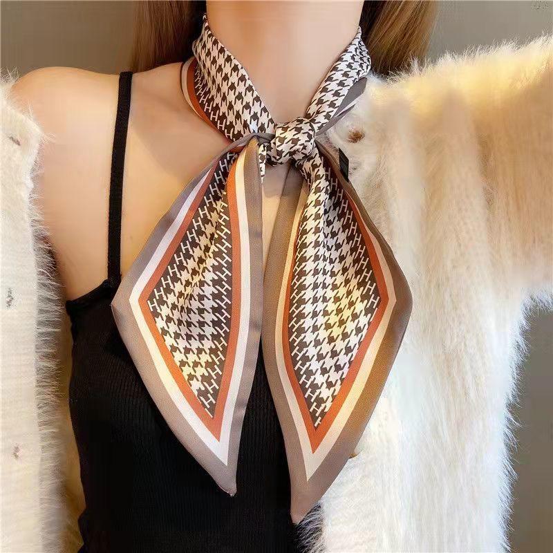 Luxury Long Silk Scarf Female Animal Horse Print Thin Narrow Scarf Bag Hair Band Ribbon Scarfs Women Neckerchief