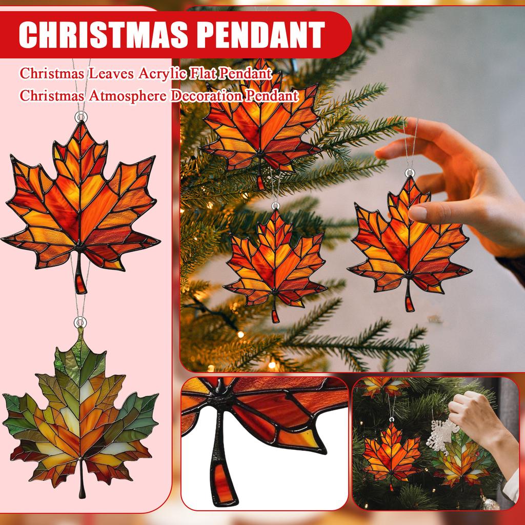 2D Personalized Creative Christmas Leaves Acrylic Flat Pendant Christmas Atmosphere Decoration Pendant