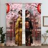 2pc   Window Curtains Art Japanese Sakura Kimono Girl Machine Washable Polyester  Without Electricity Festive Holiday for Bedroom