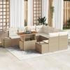 VidaXL 9-piece Garden Sofa Set with Beige Cushions Poly Rattan 3358682