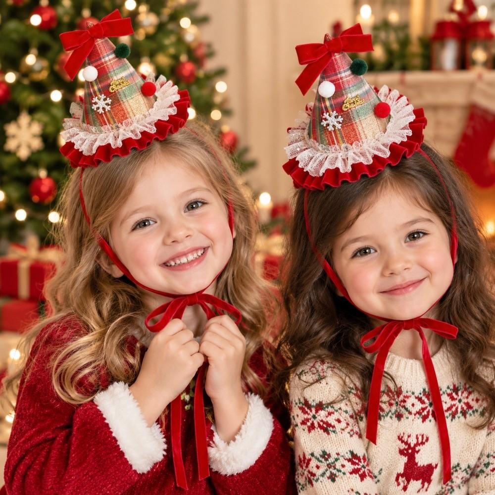 Shiny Sequin Santa Hat Headband Pointed Christmas Hat Hairpin Christmas Hair Clip Cute Toddler