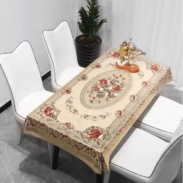 Waterproof Oil-Proof Red Yarn Tablecloth for Dining or Coffee Table (90x150 Cm) - New Year Design