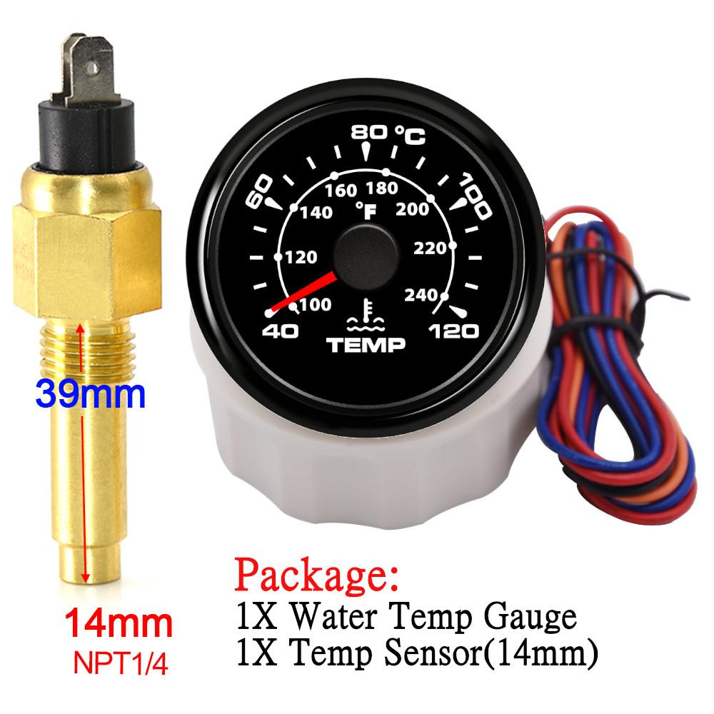Customized10mm 14mm 17mm 21mm Temperature Sensor+52mm Water Temperature Gauge Universal for Boat Car Auto Motorcycle Thermometer
