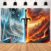 Ice and Fire Fusion Theme Backdrop Shocking Water Fire Elements Party Decoration Background Photography Studio Supplies Banner