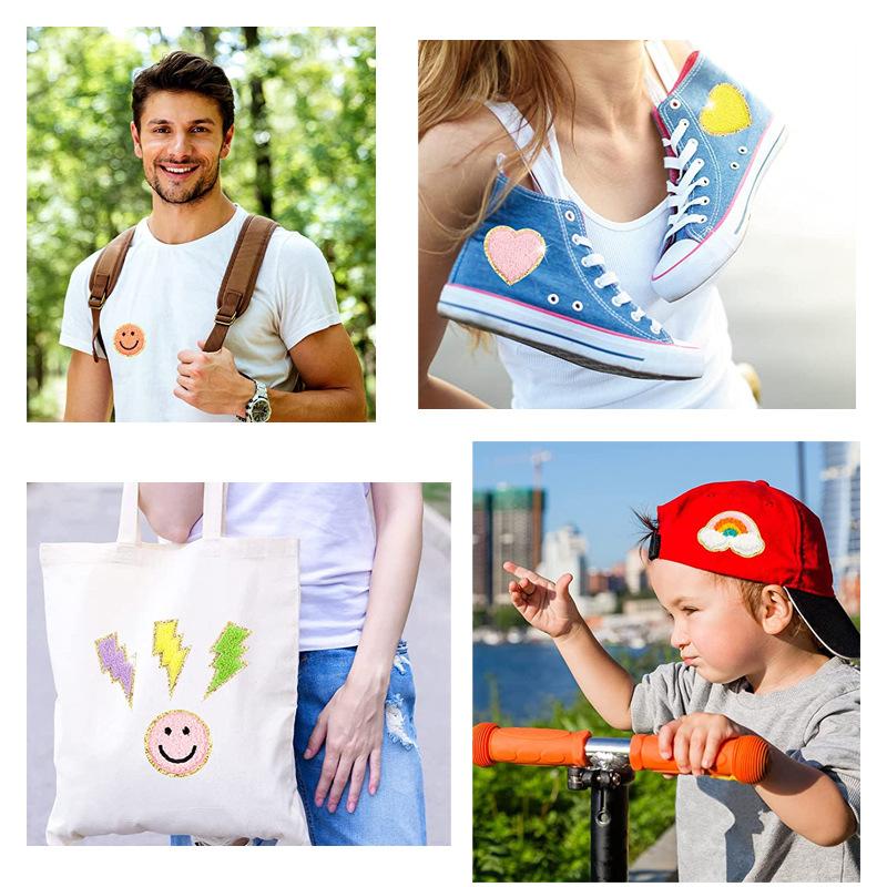 Hot-Selling Color Love Towel Embroidery Cloth Sticker Grit Embroidery Cloth Sticker Heart Patch Sticker Chenier Lightning Embroidery Chapter