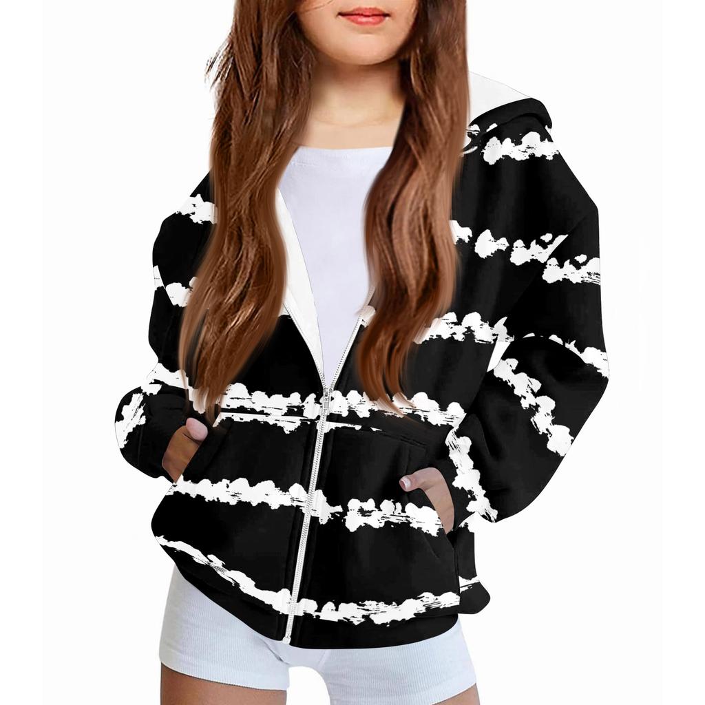 Children's Fashion Printed Long Sleeved Hooded Sweatshirt Girls' Hoodie Jacket