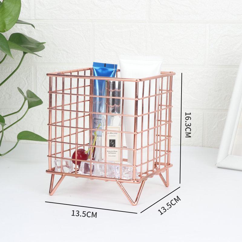 Nordic Wrought Iron Desktop Storage Basket - Cosmetic Organizer Rack