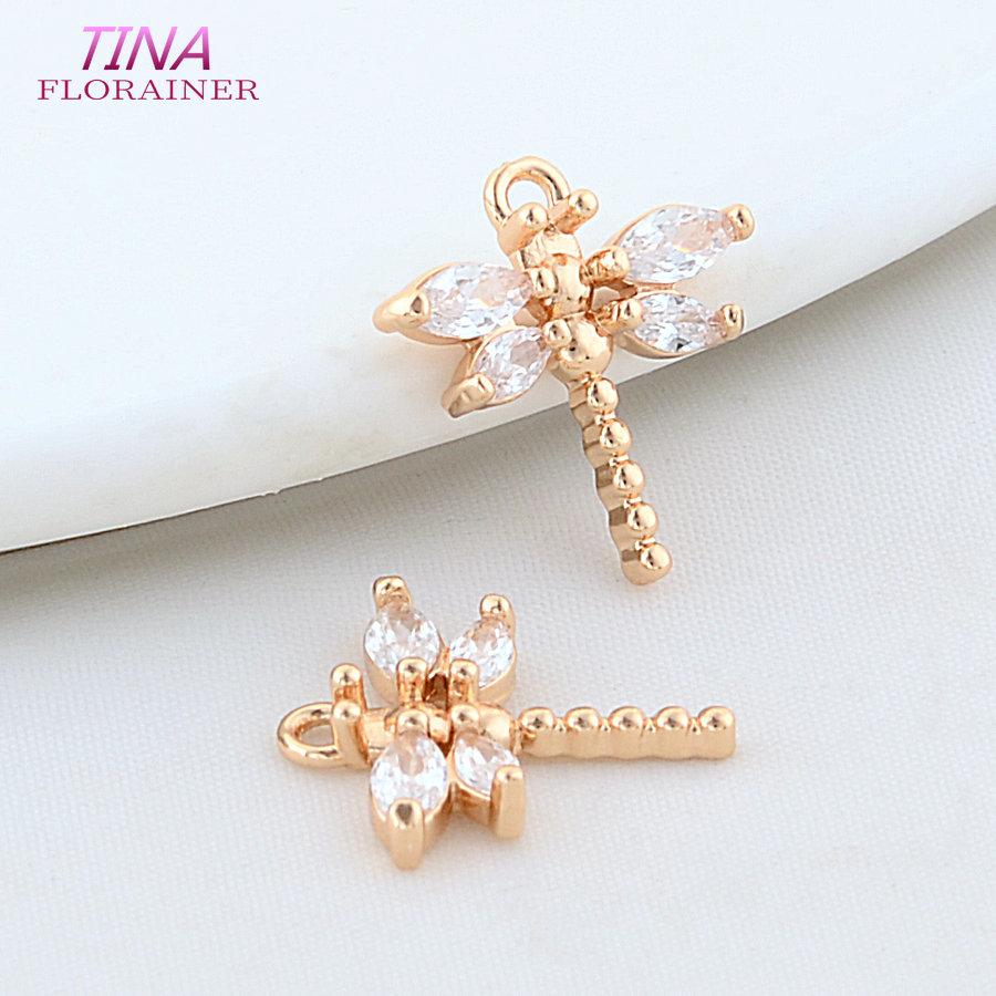 6PCS 15MM 14.5MM 18K Gold Plated Pendant Dragonfly For Necklace Accessories DIY Charm For Jewelry Making Supplies