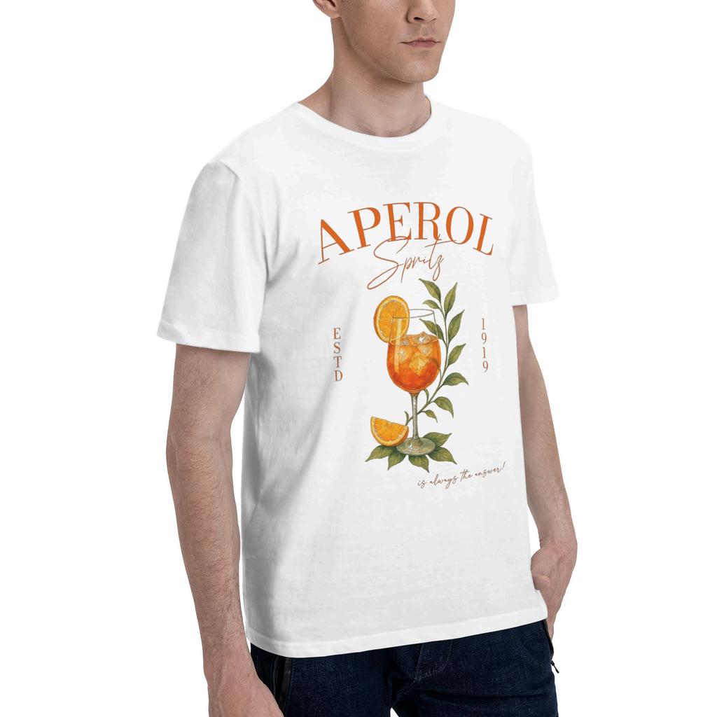 Streetwear T Shirt Summer Aperol Spritz Illustration Trendy Cool T-Shirts Summer Tshirt for Men Plus Size Short Sleeve Top Tees