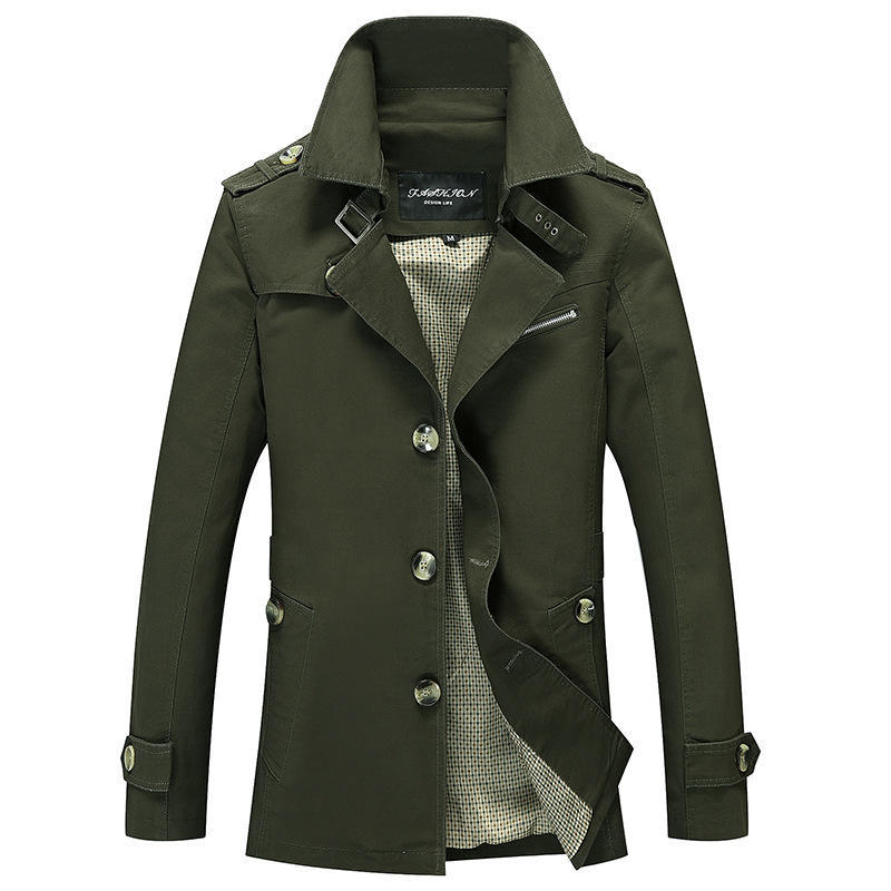 Giacca casual da uomo primaverile e autunnale Giacca a vento di media lunghezza Cappotto taglie forti