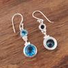Swiss Blue Topaz Gemstone Earrings 925 Solid Silver Handmade Jewelry For Bridal EE-160-4