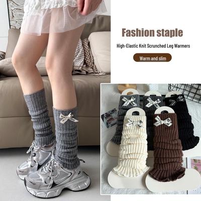 Schleifenstrick-Beinstulpen: Herbst/Winter Gerippte Scrunch Socken