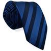 [S&W SHLAX&WING] Men's Tie Set, Striped, Pocket Square, Two-Tone, Navy Dark Royal Blue, Groom's Side, Slim Fit