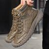 Fashion Golden Sapling Big Size Man Fashion Combat Boots Winter Thicken Warm Plush Men Ankle Boot Flat Shoes Leather Leisure Short Botas