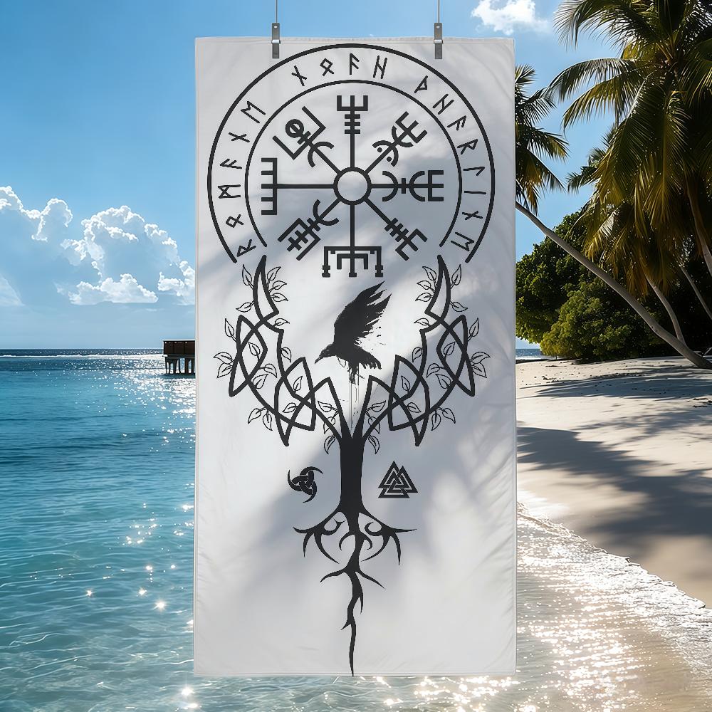 V-Viking V-Vegvisir Handtuch Weich Pool Geschenk Für Reise Fitnessstudio Dusche Camping Schnelltrocknend Sport Strandtücher