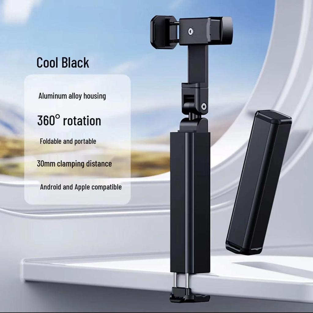 Aluminum Alloy Portable Selfie Stick: High-Speed Rotation, Telescopic, Folding Phone Holder for Travel.