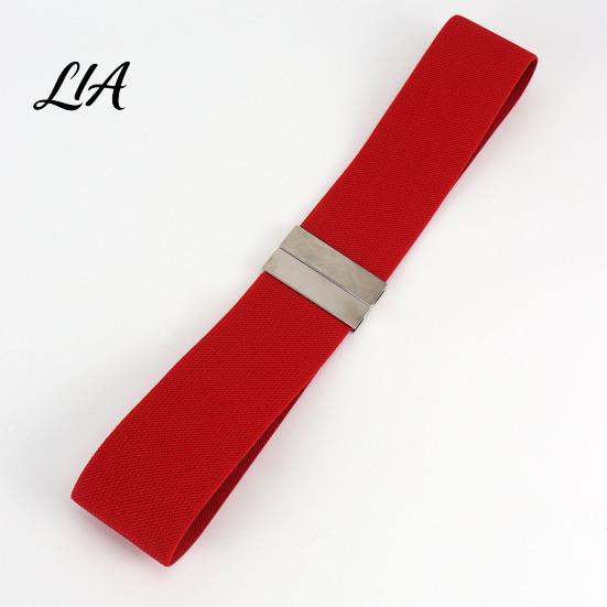 Comfortable Stretch Belt Wide Elastic Waist Belt, Adjustable Stretchy with Metal Stylish Modifier Square Buckle, Slimming Waistband for Dresses