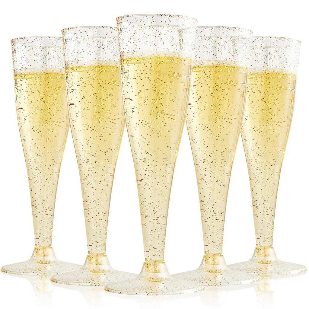 10PCS Disposable 4.5oz Plastic Champagne Flute Cup For Wedding Party Cocktail Wine Glasses Clear Plastic Stemware For Banquet Event KTY