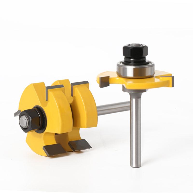 Set de 2 bucăți 6 mm 1/4 inch 8 mm cu tijă pentru freza cu lambă și canelura - Stoc mare de până la 1-1/4 inch Freză pentru prelucrarea lemnului Dispozitiv de tăiere pentru unelte pentru prelucrarea lemnului
