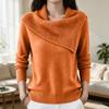 Women's Retro Color Slim Fit Turn-Down Collar Sweater Pullover