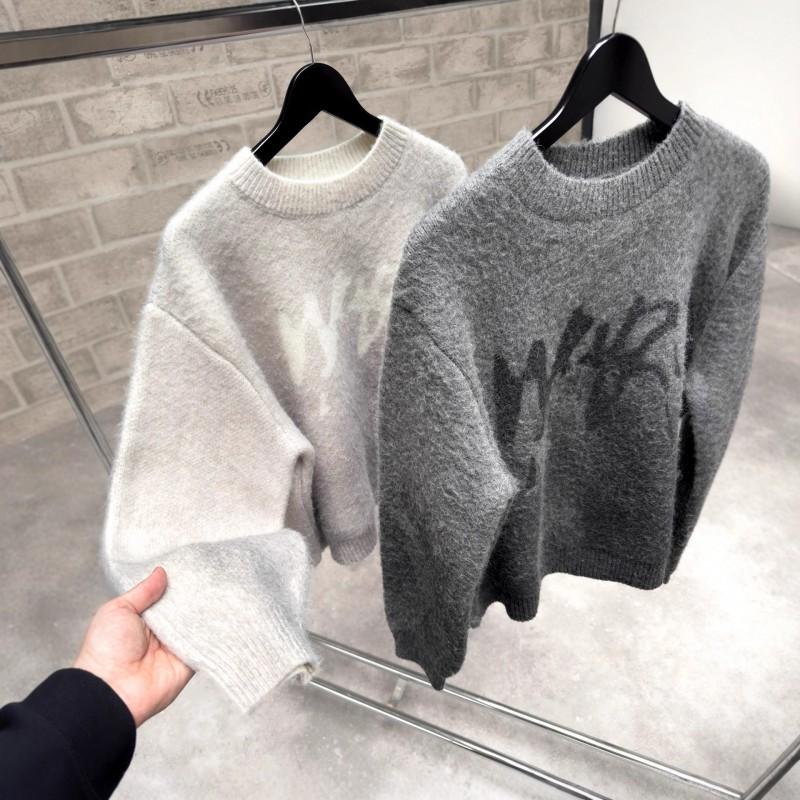 Vintage Plush Knit Sweater Unisex Streetwear Loose Fit 3D Pullover