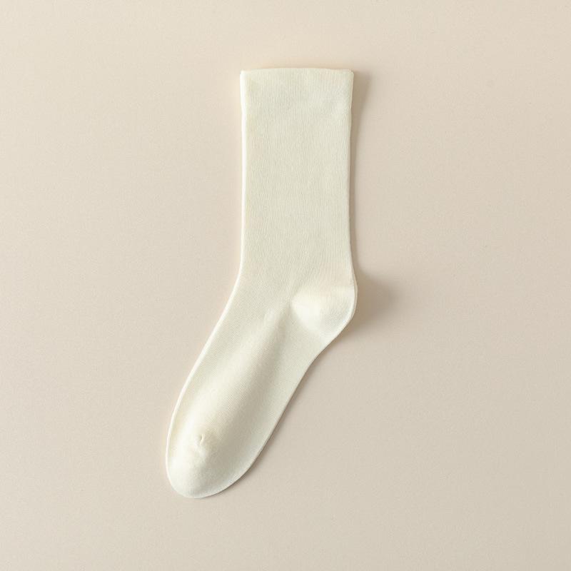 5/10 Pairs Casual Women's Mid Calf Spring Autumn Solid Color Cotton Pile Socks Anti Pilling Non Slip Pregnant Women's Bone Free Postpartum Socks