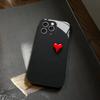 Black background and small red heart glass phone case suitable for iPhone 17 16 15 14 13 12 11Pro Max Plus shockproof back cover