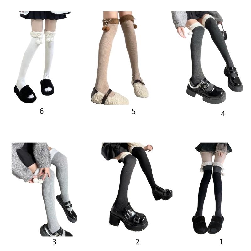 1 Pair Women Over Knee Stockings Princess Style Dress Socks Ruffle Thigh High Socks Long Tube Frilly Socks Ballet Socks
