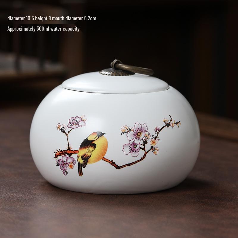 Ceramic Tea Caddy Souvenir: Small Moisture-Proof Jar for Pu-erh & White Tea, Ideal Gift with Logo