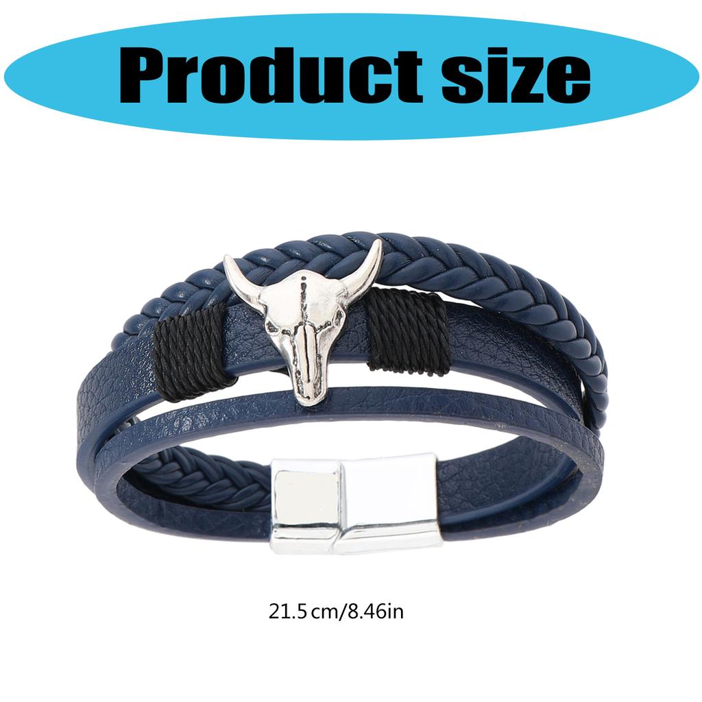 Retro Bracelet PU Leather Wristband Handwoven Magnetic Buckle Bangle Unisex Accessory for Casual or Formal