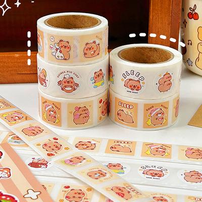 300Pcs/Roll Capybara Sticker Cute Waterproof Graffiti Aesthetic Decorative Luggage Laptop Cup Phone Diary Book Kids Stickers Toy