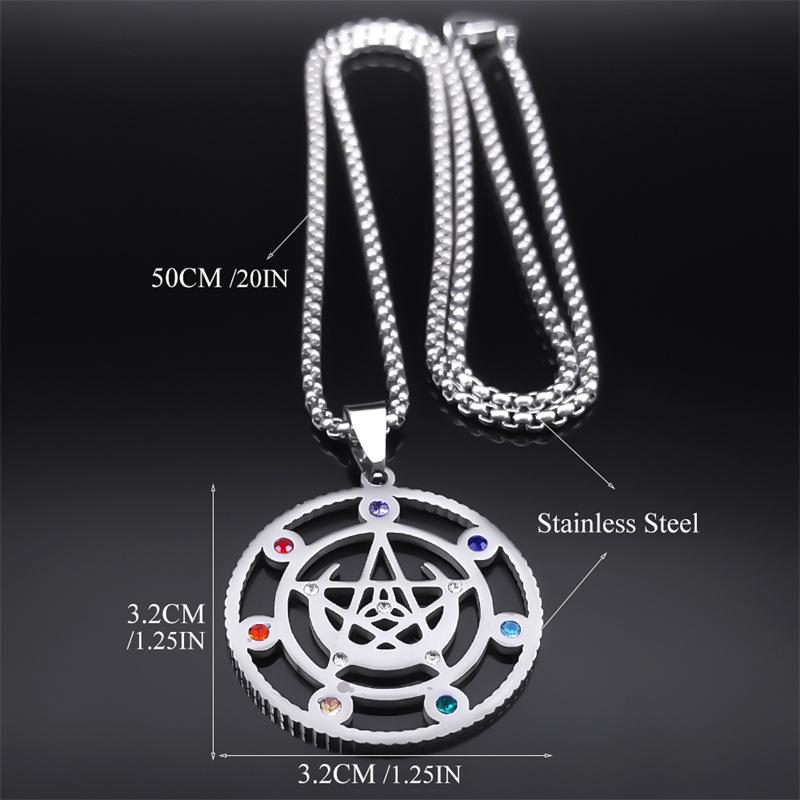 Aesthetic Witch Pentagram Knot Necklace for Women Men Stainless Steel Silver Color Pagan Pentacle Chain Gift Jewelry N9720S02