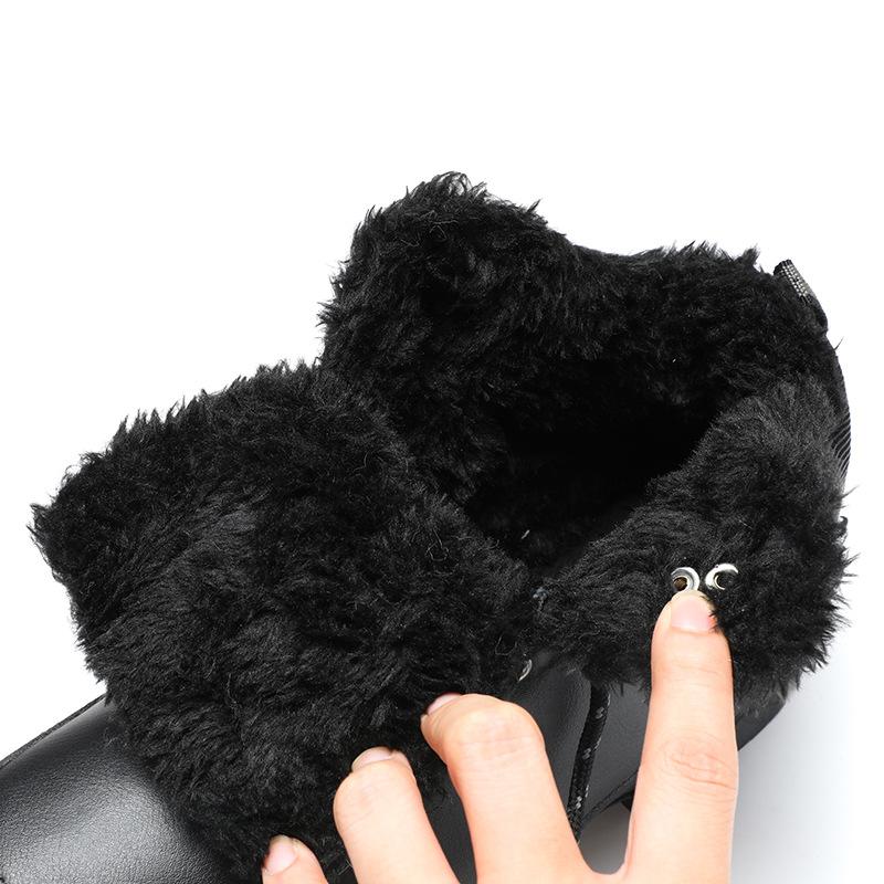 Winter thickened non-slip outdoor hiking shoes waterproof high-top casual sports shoes platform-soled couple velvet cotton shoes