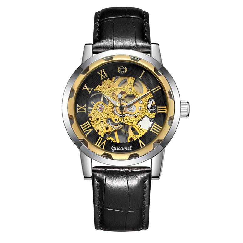 Top Brand New Fashion Watch Steel Band Hollow Gold Manual Mechanical Waterproof Luminous Watch